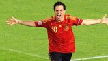 Cesc Fàbregas celebrates after scoring the winning penalty against Italy in 2008