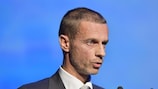 Aleksander Čeferin addresses the 12th Extraordinary UEFA Congress