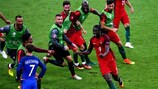 L'esultanza di Éder per l'importantissimo gol segnato nella finale contro la Francia
