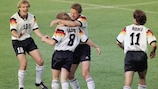Jürgen Klinsmann congratulates Thomas Hässler in 1992