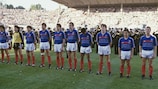 Francia antes del partido de semifinales ante Portugal en 1984