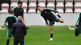 Cristiano Ronaldo durante un allenamento del Portogallo all'Estádio do Bessa del Boavista