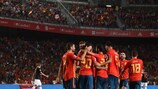 Los jugadores de España celebran un gol ante Croacia