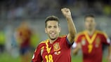 Jordi Alba feiert seinen Treffer für Spanien