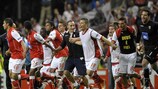 Les joueurs de Braga fête leur première qualification pour une demi-finale européenne