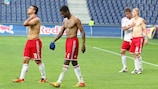 Salzburg show their dejection after being eliminated by Dudelange