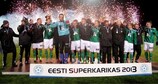 Los jugadores del Levadia celebran su quinto título de la Supercopa de Estonia