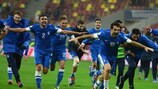 A Grécia festeja depois de superar a Roménia e qualificar-se para o Campeonato do Mundo