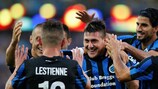 Club Brugge jubelt über Nicolas Castillos Tor gegen Brøndby