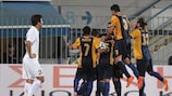 L'Asteras Tripolis esulta dopo un gol