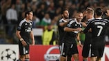 Karim Benzema celebrates his 77th-minute winner in Sofia