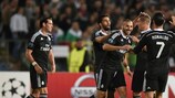 Karim Benzema festeja o golo da vitória aos 77 minutos, em Sófia