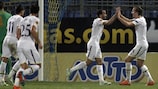 Tottenham goalscorers Andros Townsend and Harry Kane rejoice in Greece
