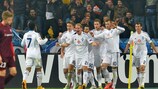 El Dynamo celebra el tanto de Domagoj Vida ante el AaB