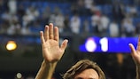 Andrea Pirlo celebrating after Juventus sealed a UEFA Champions League final spot