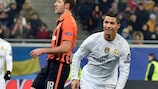 Cristiano Ronaldo after scoring Real Madrid's fourth goal at Shakhtar