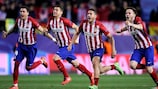 Atlético players celebrate at the end of the shoot-out