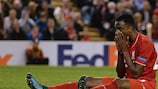 Divock Origi reacts to a miss against Sion