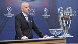 Gianni Infantino speaking at the UEFA Champions League round of 16 draw