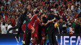 ISTANBUL, TURKEY - AUGUST 14: Liverpool celebrate victory after the penalty shoot out following the UEFA Super Cup match between Liverpool and Chelsea at Vodafone Park on August 14, 2019 in Istanbul, Turkey. (Photo by Alex Caparros - UEFA/UEFA via Getty Images)
