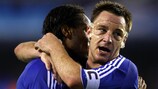 Didier Drogba (left) celebrates with John Terry in Valencia