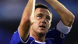 John Terry - in his protective mark - salutes the visiting fans