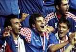 Slaven Bilić (centre) celebrates at the 1998 FIFA World Cup where Croatia downed Germany