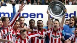 PSV Eindhoven celebrate their fourth successive title