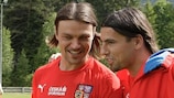 Tomáš Ujfaluši and Milan Baroš in training