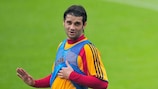 Romania captain Cristian Chivu in training on Sunday