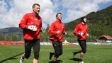 Jaromír Blažek, Daniel Zítka and Petr Čech in training