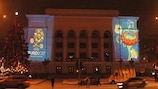 Donetsk's Opera Solovyanenko illuminated with the UEFA EURO 2012™ logo
