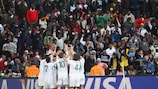 Slovenia celebrate a goal at the 2010 World Cup finals