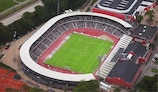 The friendly took place at the Århus Stadium, a venue for next summer's finals