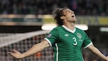 Kevin Kilbane celebrates after heading the Irish in front against Andorra