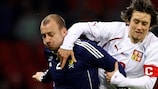 Scotland defender Alan Hutton (left) and Tomáš Rosický fight for possession in March's friendly