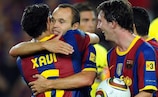 Shortlisted trio Xavi Hernández, Andrés Iniesta and Lionel Messi