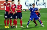 Armenia goalscorers Gevorg Ghazaryan, Henrikh Mkhitaryan, Marcos Pizzelli (left to right) in action against Andorra