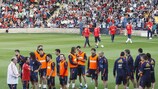 Vicente Del Bosque y sus jugadores, en un entrenamiento en Salamanca
