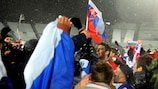 Slovakia celebrate reaching the 2010 World Cup finals