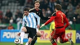 Gonzalo Higuaín outpaces Germany goalkeeper René Adler to score the only goal in Munich