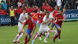 Action from Spain's 2-1 win in Lausanne