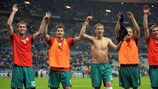 Belarus players enjoy their 1-0 win in Paris