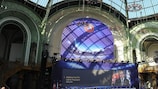 Michel Platini, presidente da UEFA, fala ao Congresso no Grand Palais, em Paris