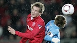 Luuk de Jong rises above the Zenit defence to open the scoring in Enschede