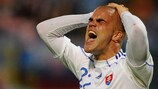 Filip Šebo reacts after another Slovakia chance goes begging against Andorra