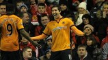 Stephen Ward celebrates after scoring in Wolves' win against Liverpool earlier this season
