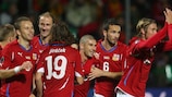 The Czech Republic celebrate a goal in qualifying