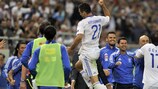A Grécia festeja o segundo golo frente à Croácia