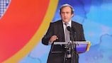 UEFA-Präsident Michel Platini bei seiner Ansprache
